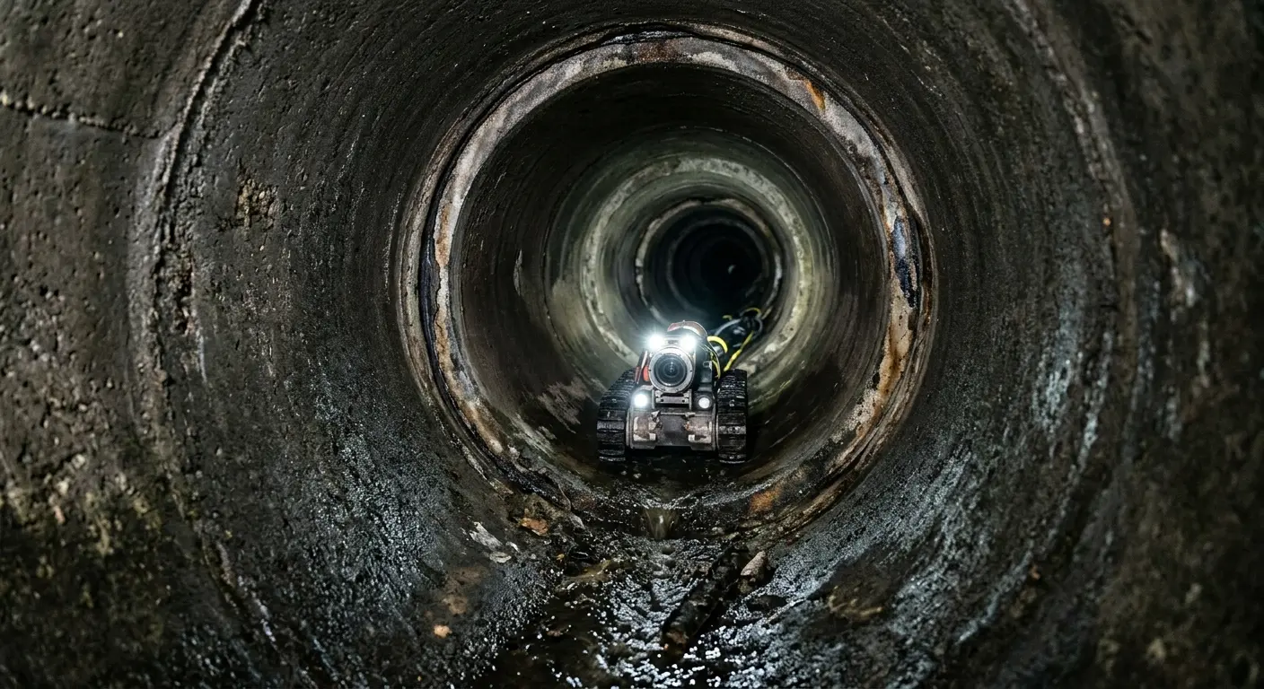 Robotic sewer camera inspecting pipe interior for Sewer Line Repair in Margate City
